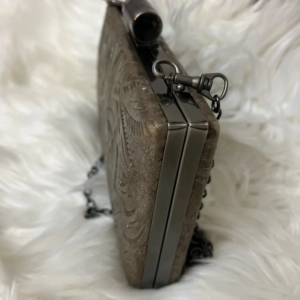 Patricia Nash Metallic Brown Embossed Clutch